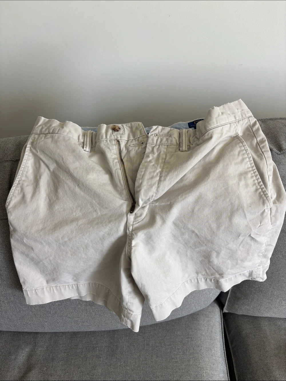 Polo by Ralph Lauren Men's Cream Flat-Front Cotton Shorts